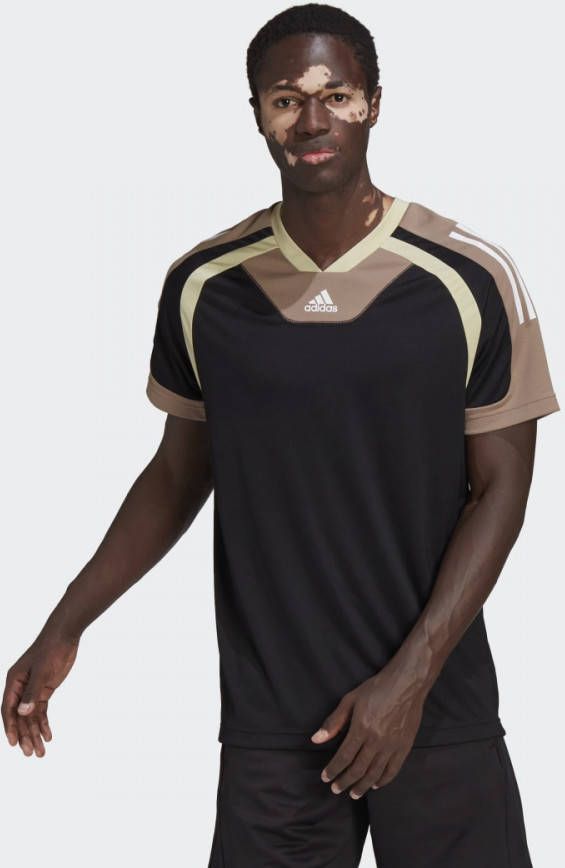 Adidas Performance sport T shirt zwart/beige/ecru