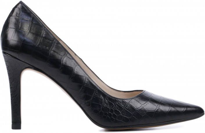 Lodi Rachel leren pumps met crocoprint zwart
