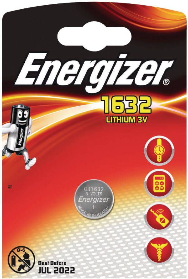 Accubat Energizer Knoopcel Cr1632, Op Blister