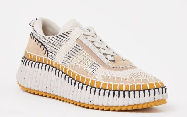 Chloe Chloé, Nama sneaker met gebreid bovenwerk en suè, de details