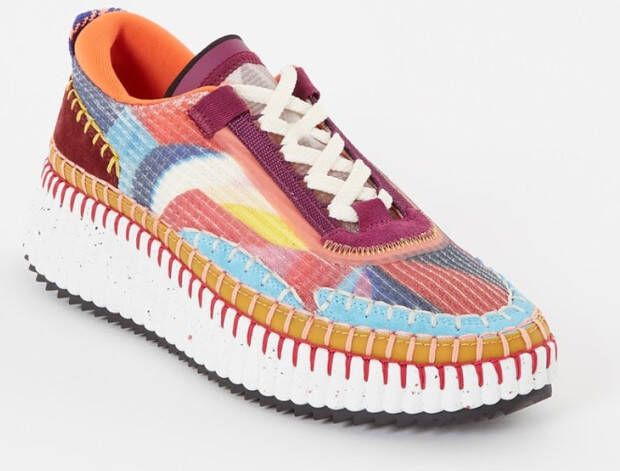 Chloe Chloé, Nama sneaker met gebreid bovenwerk en suè, de details