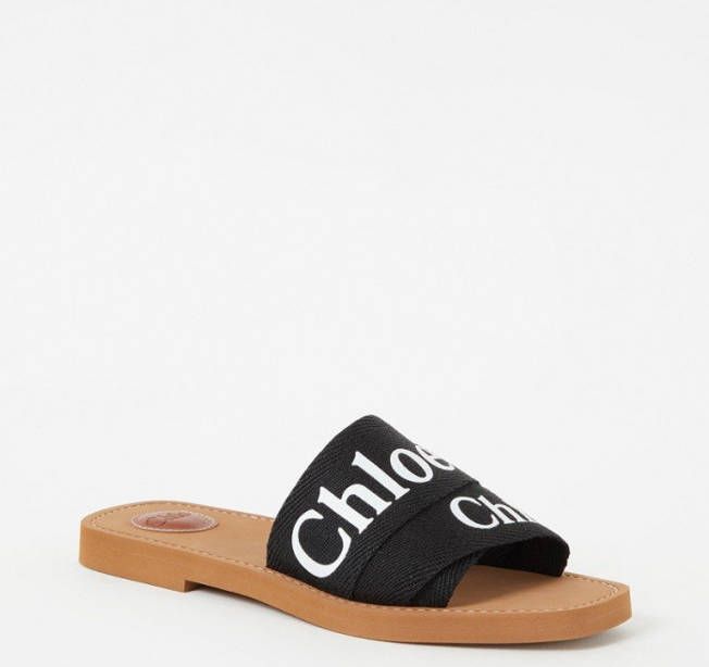 Chloe Chloé, Woody slipper van canvas met logo