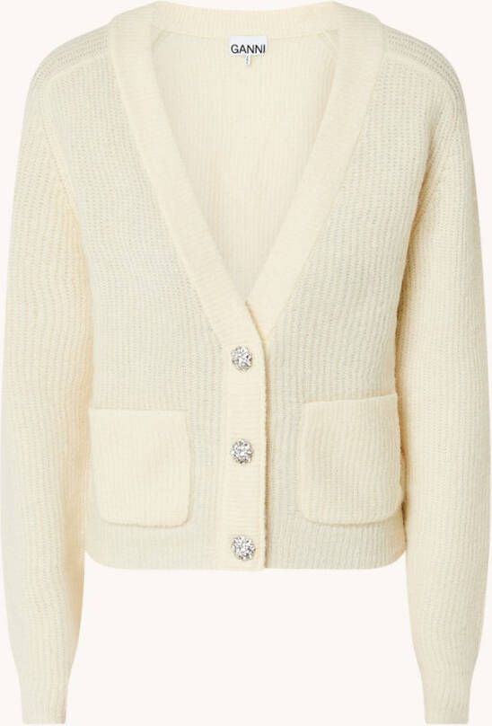 Ganni Grofgebreid vest in alpaca wolblend met opgestikte zakken