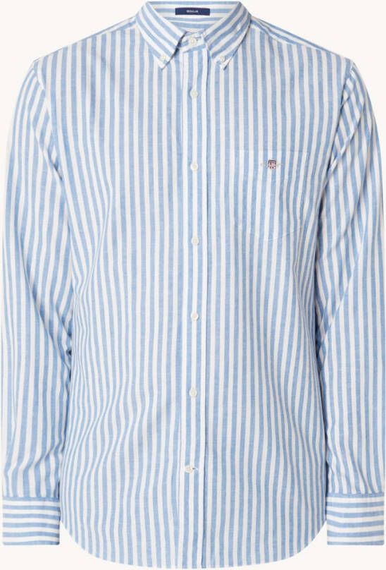 Gant casual overhemd blauw wit gestreept katoen normale fit