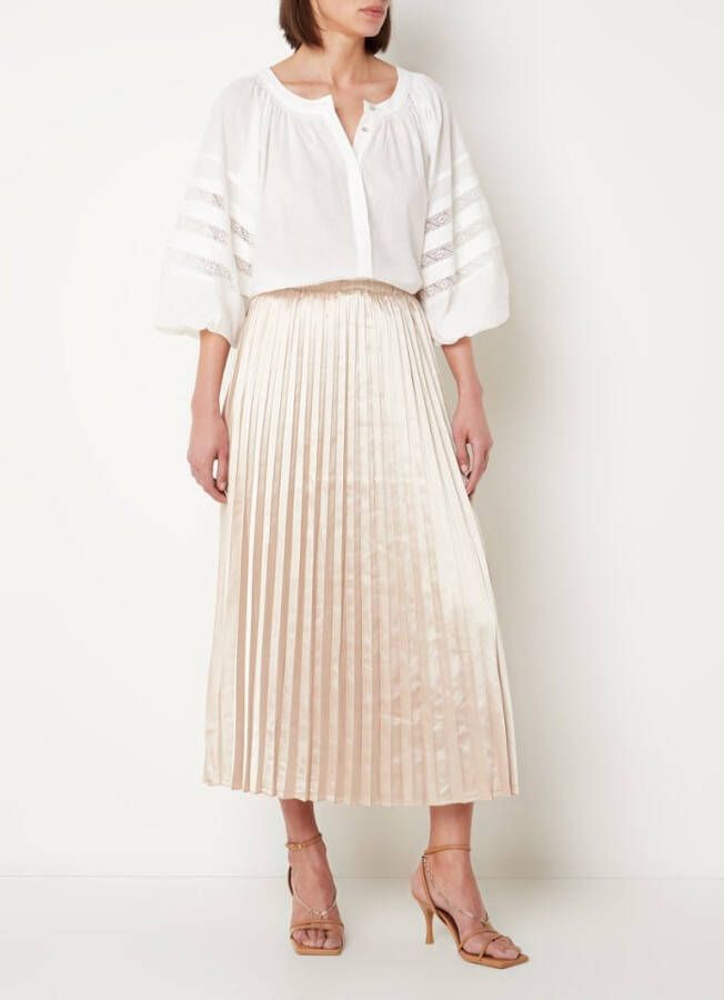 JcSophie Silke midirok van satijn met plissé