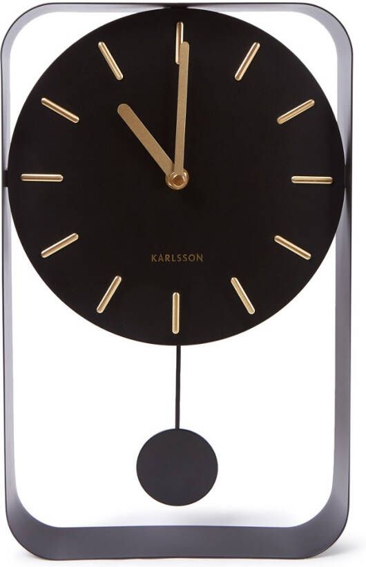 Karlsson Wandklok Pendulum Charm Met Slinger 32, 5 Cm Staal Zwart