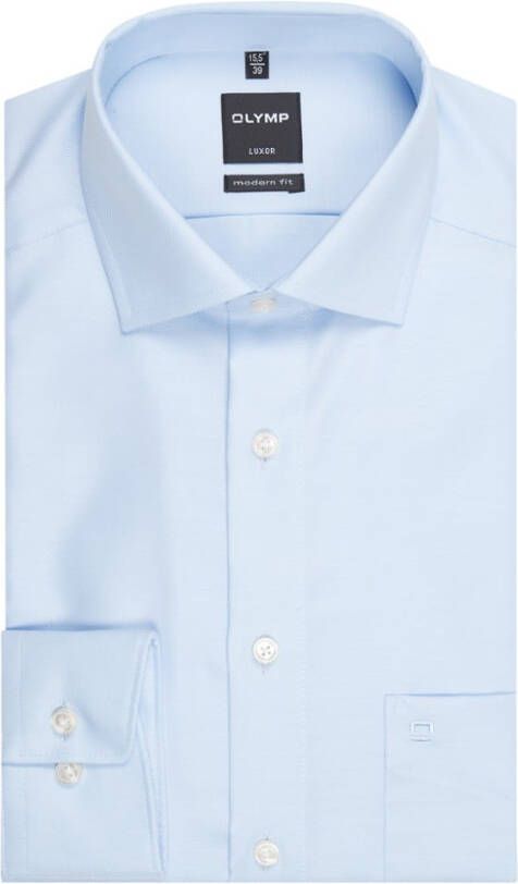 Olymp business overhemd lichtblauw effen katoen normale fit