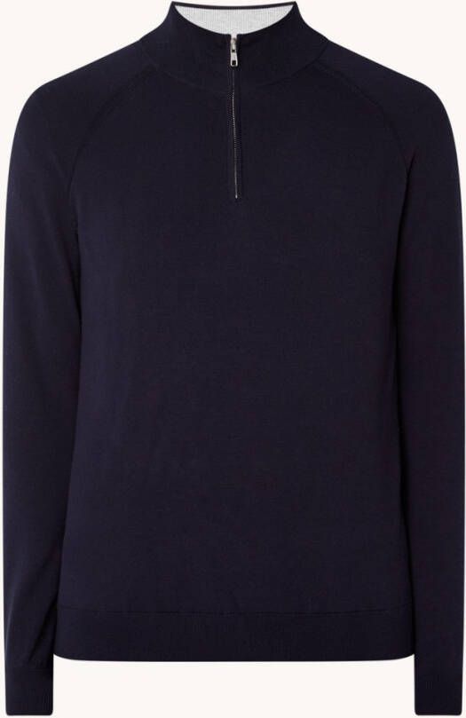 Profuomo Fijngebreide pullover in lyocellblend met halve rits