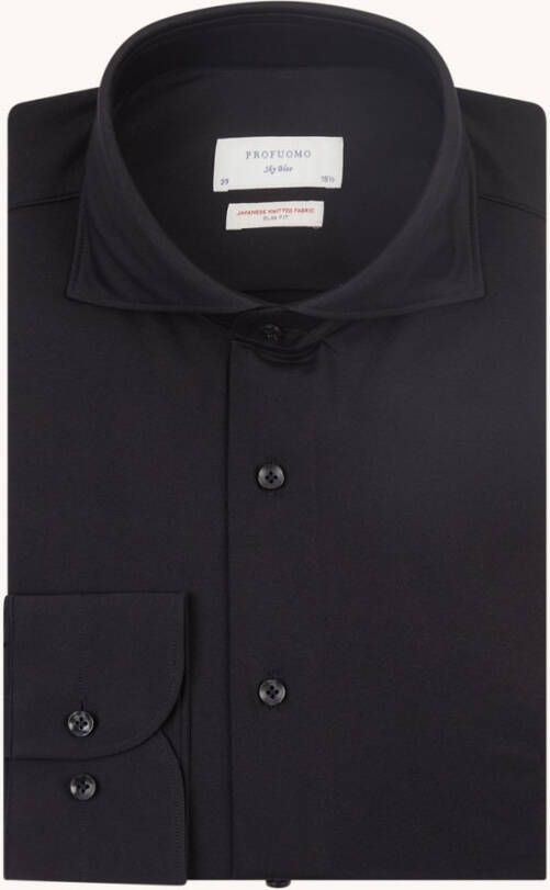Profuomo Sky Blue Slim Fit Overhemd zwart, Effen