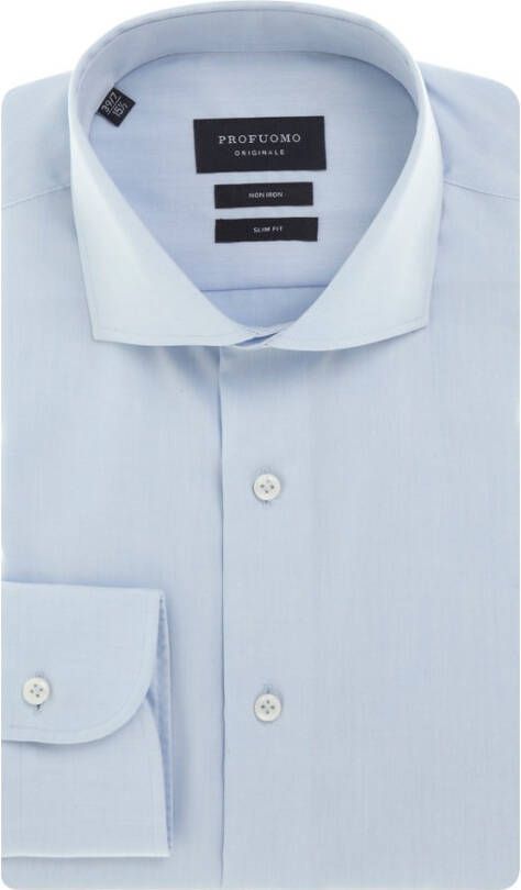 Profuomo Lichtblauwe Klassiek Overhemd Haisey Twill Shirt Extra Long Sleeve