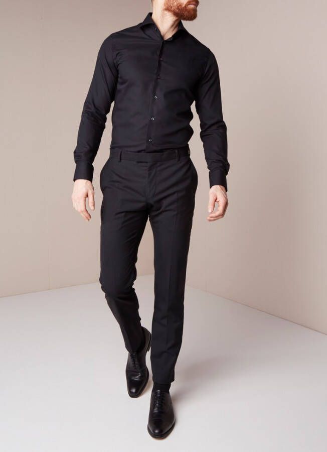 Profuomo Strijkvrij slim fit overhemd met wide spread kraag
