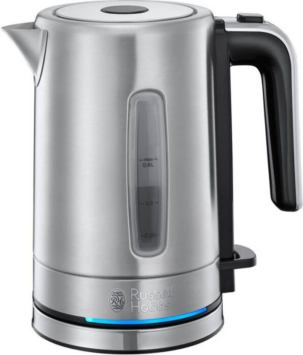 Merkloos Russel Hobbs 24190 70 Compacte Waterkoker Voor Thuis Geborsteld Roestvrij Staal 0, 8l 2200 W.