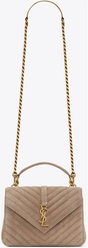 Saint Laurent College Medium schoudertas van quilted kalfssuè, de