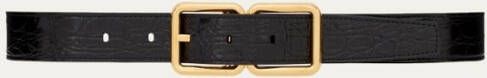 Saint Laurent Double Buckle riem van kalfsleer met crocostructuur