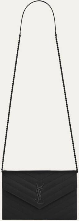 Saint Laurent Envelope portemonnee van kalfsleer met schouderriem