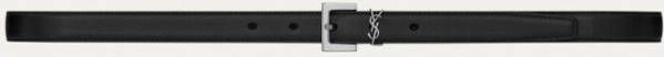 Saint Laurent Narrow Monogram riem van kalfsleer
