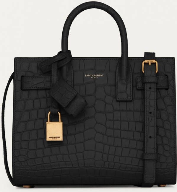 Saint Laurent Sac de Jour Nano handtas van kalfsleer met crocostructuur