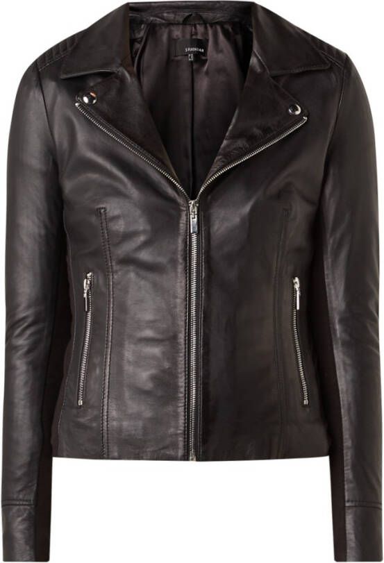 STUDIO AR by Arma Kendall bikerjack van schapenleer met inzet van jersey