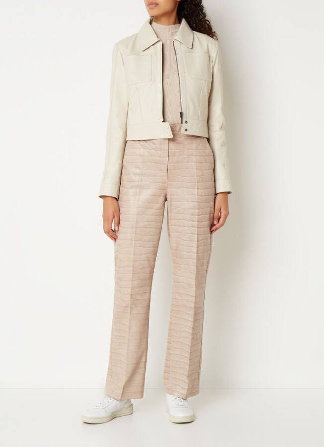 STUDIO AR by Arma Miray cropped bikerjack van schapenleer met borstzakken