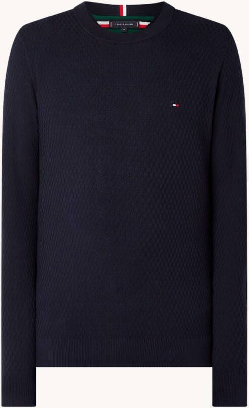 Tommy Hilfiger Gebroken Wit Trui Cross Structure Crew Neck