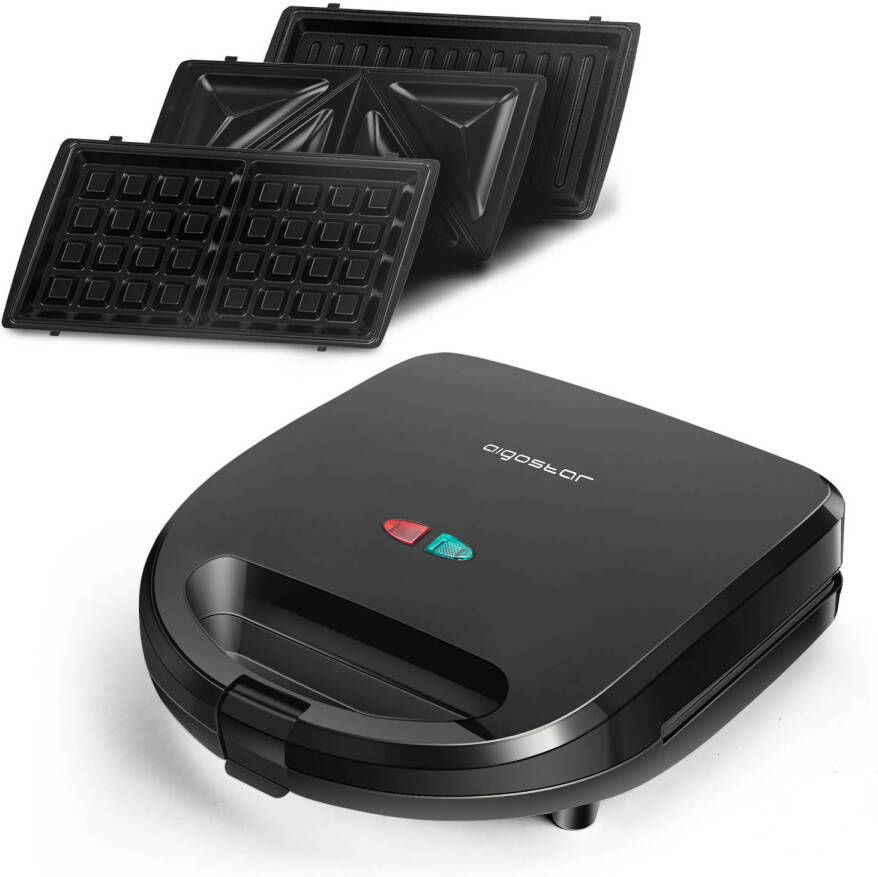 Aigostar Rubik 30jvu Tosti ijzer Contactgrill Wafelijzers 3 In 1