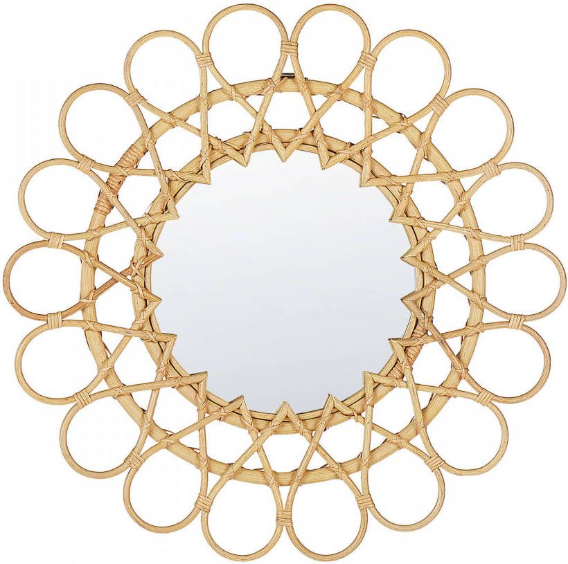 Beliani Babai Wandspiegel beige rotan, Glas