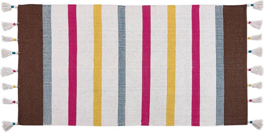 Beliani Hisarli Gevlochten multicolor katoen