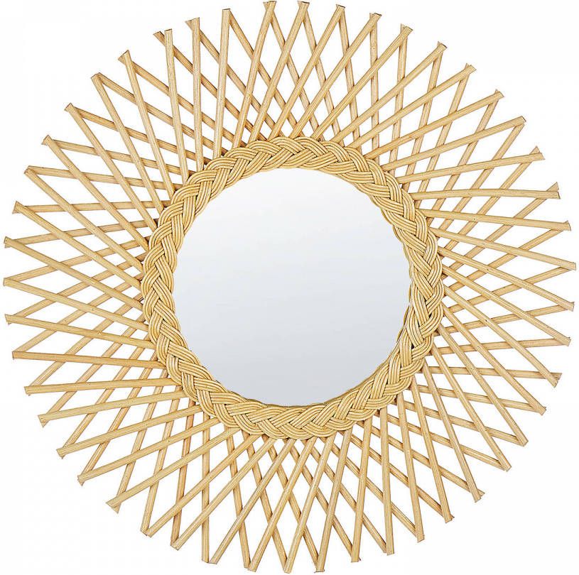 Beliani Tagolu Wandspiegel beige rotan