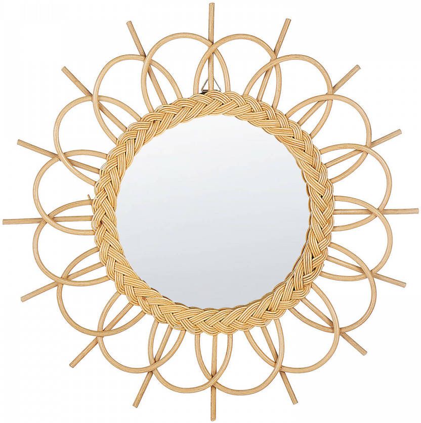 Beliani Telakia Wandspiegel beige rotan, Glas