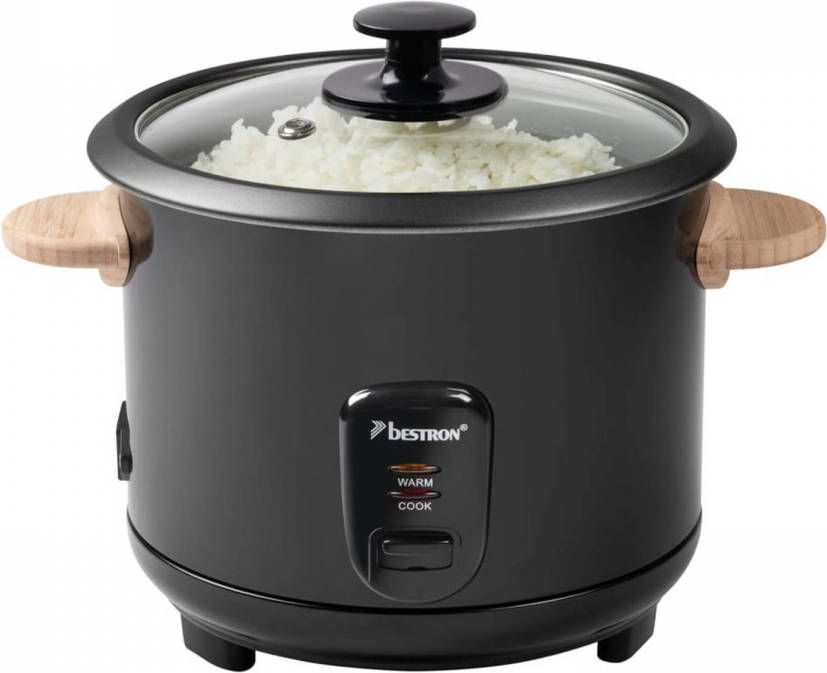 Bestron Rijstkoker met bamboe handvatten ARC180BW 1, 8 L 700 W zwart