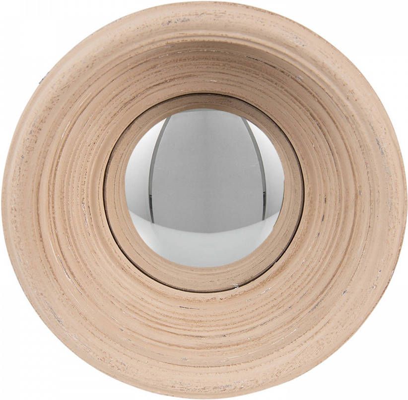 Clayre & Eef Spiegel Ø 24 Cm Beige Kunststof Rond Grote Spiegel Wand Spiegel Muur Spiegel Beige Grote Spiegel Wand