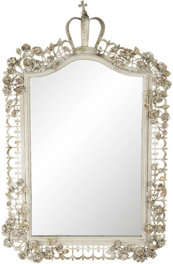 Clayre & Eef Wandspiegel 63*6*102 Cm Beige Ijzer/Glas/Hout Grote