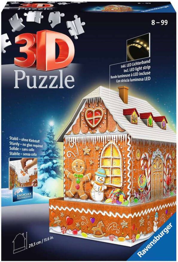 Ravensburger Kerst Gingerbread House Night Edition 3D puzzel 216 stukjes