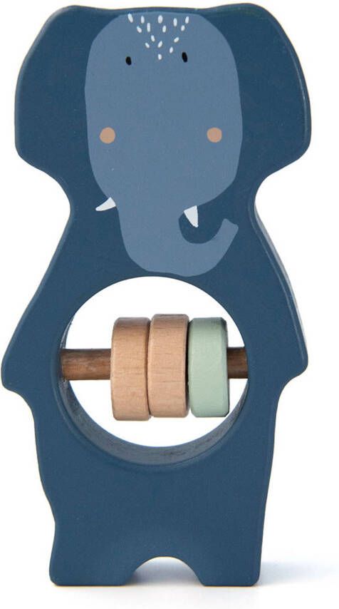 TRIXIE Baby Accessoires Wooden rattle Mrs. Elephant Blauw