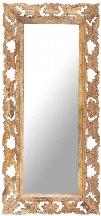vidaXL Spiegel handgesneden 110x50 cm massief mangohout bruin