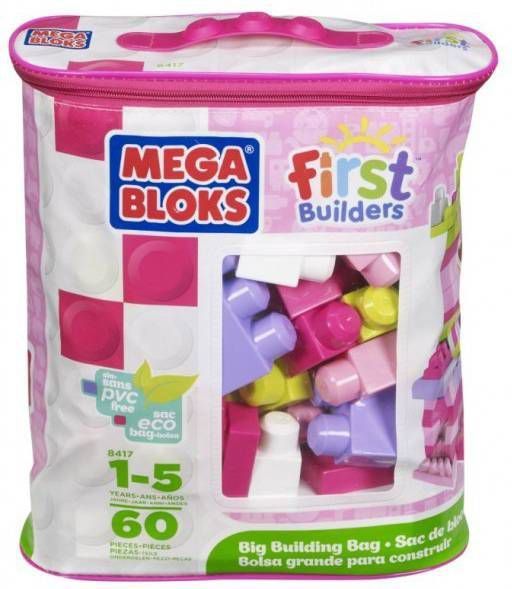 Mega Bloks MATTEL First Builders bouwstenen medium 60 stuks, roze DCH54