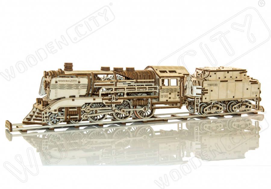 Wooden City Houten 3d puzzel Sneltrein & Kolenwagen 60 Cm