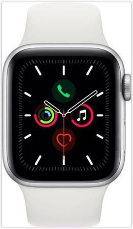 APPLE Watch Series 5 44mm zilver aluminium / witte sportband