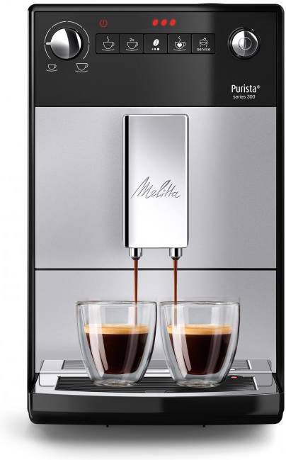 Melitta Volautomatisch koffiezetapparaat Purista® F230 101, zilver/zwart, Favoriete koffie functie, compact & extra geruisloos
