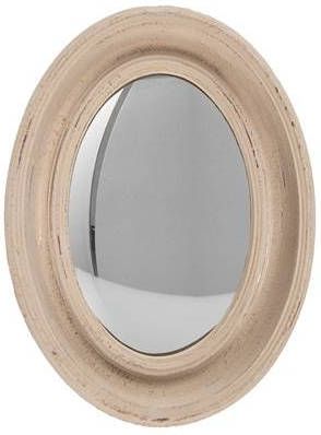 Clayre & Eef Spiegel 24x32 Cm Beige Hout Ovaal Grote Spiegel Wand Spiegel Muur Spiegel Beige Grote Spiegel Wand Spiegel