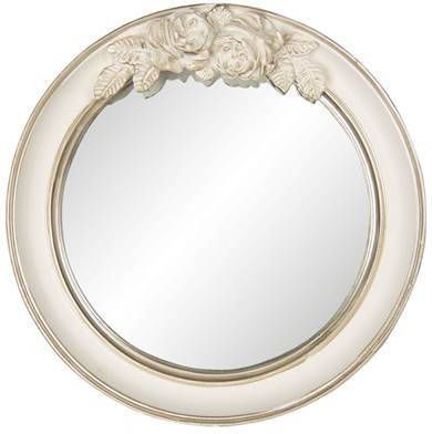Clayre & Eef Spiegel Ø 25 cm Beige Kunststof Rond Grote Spiegel Wand