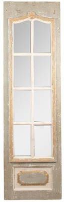 Clayre & Eef Spiegel 50x172 Cm Beige Grijs Hout Glas Rechthoek Grote Spiegel Wand Spiegel Muur Spiegel Beige Grote