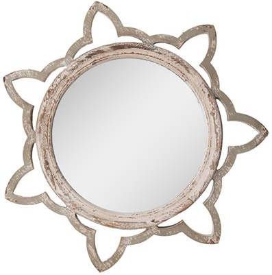 Clayre & Eef Spiegel 86x84 Cm Beige Hout Grote Spiegel Wand Spiegel Muur Spiegel Beige Grote Spiegel Wand Spiegel