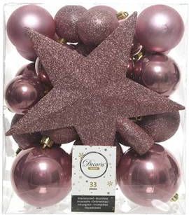 Decoris Kerstboomversiering Mix 33 st. Velours Roze
