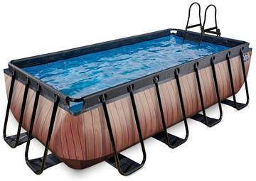 EXIT Toys Exit Wood Zwembad 400x200x100cm Met Filterpomp Bruin