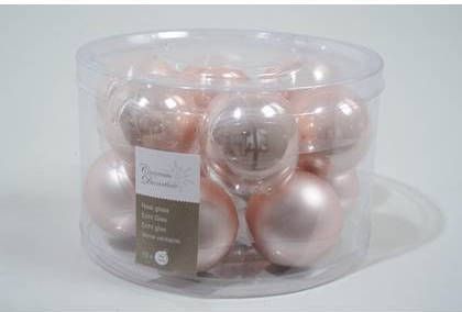 KSD 4 stuks 12 kerstballen poeder roze emaille 50 mm