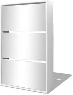 vidaXL Schoenenkast drielaags met spiegel 63x17x102, 5 cm wit