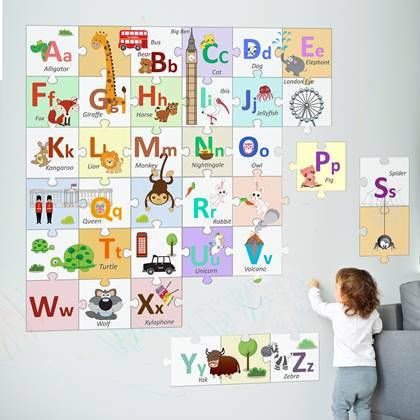 Walplus Londen Alfabet Puzzel Van Het Alfabet 20x20 Cm 36 Stuks