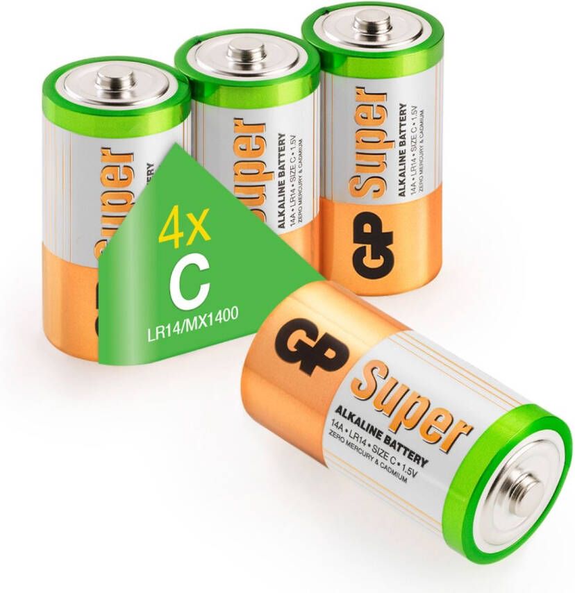 GP Alkaline Super Baby Batterij 1, 5V(4st) C 03014AS4