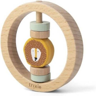 TRIXIE Baby Accessoires Wooden round rattle Mr. Lion Geel